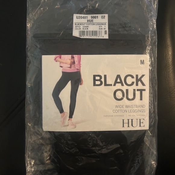 Shapermint Hue, Black Out Wide Waistband Cotton Leggings - Black - M - Picture 1 of 5